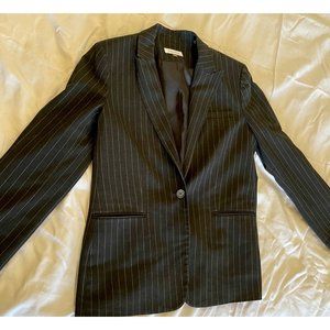 Calvin Klein Pin-Striped Women's Blazer / Padded Shoulders / Black / Size 8